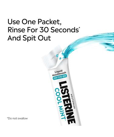 Listerine On-The-Go Cool Mint Alcohol Free Mouthwash Packets Oral Rinse in Individual Packets Kills Bad Breath Germs Less Intense Taste Cool Mint Flavor Mini Travel Size 0.33 fl oz. 30 Pack 0.34 Fl Oz (Pack of 30) - Buy Online on GoSupps.com
