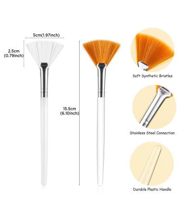 RONRONS Professional 12-Piece Fan Mask Brush Set - Synthetic Bristles Applicator for Mud Mask, Blush, Serum - Clear Handle Makeup Tool Kit - Buy Online on GoSupps.com