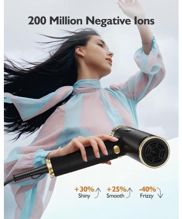 Buy Premium Hair Dryer with Diffuser - Foldable Ionic Fast-Drying | Ideal for Curly Hair - 3 Speeds & Heat Levels - Professional Quiet Blow Dryer - Buy Online on GoSupps.com