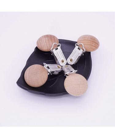 Sutoyuen 10Pcs 30mm (1.18) Natural Wood Pacifier Holder Round Beech Metal Teether Wooden Teething Beads Suspender Clips DIY Pacifier Accessories - Buy Online on GoSupps.com