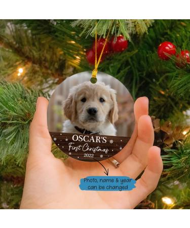 Personalized Dog's First Christmas Photo Ornament | Custom Pet Memorial Gift 2022 - Buy Online on GoSupps.com