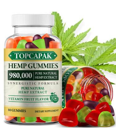 Hight Potency Edible Hemp Gummies - Great for Sleep, Joints, Relax, Calm -Variety Fruity Flavors-Natural Hemp Gummies-Made in USA - Low Sugar Zero BD Oil 80 Count (Pack of 1)