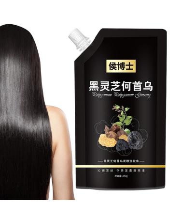 Holdes Blackout Shampoo 240ml He Shou Wu Hair Darkening Deep Purifying Shampoo for Grey Hair Men Women Teens Holdes