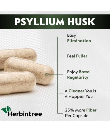 HERBINTREE Organic Psyllium Husk Capsules 1500mg | High Fiber Supplement for Digestive Health Gut Cleanse & Bowel Regularity | Gluten-Free Non-GMO Vegan 90 Capsules - Buy Online on GoSupps.com