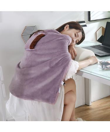 Thermal blanket with hand heating pocket electric USB ceiling heating ceiling large 60x80cm cuddly ceiling for bed sofa & camping electric heating ceilings heat ceilings Energy-saving & washing purple-60x80cm