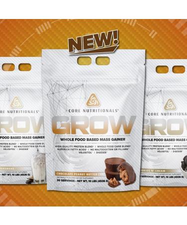 Core Nutritionals Grow Mass Gainer - 50G Protein 880 Calories Whole Food Cookies N Cream 10 lbs - International Shipping Available - Buy Online on GoSupps.com