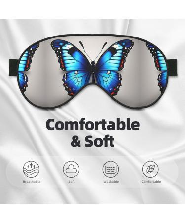Blue Butterfly Print Eye Mask - Double-Sided Soft Light Blocking for Enhanced Sleep Quality - Buy Online on GoSupps.com