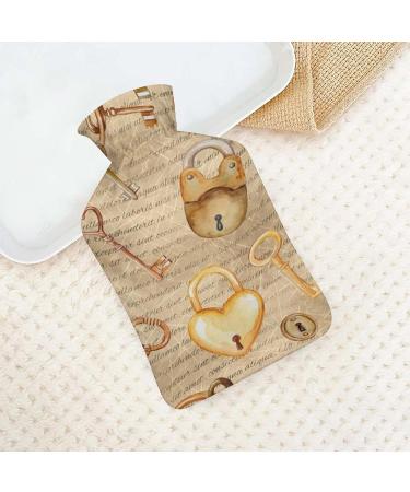Lock Retro Key Hot Water Bottle with Plush Cover | Ideal Hand Warmer for Adults & Children - 26.5x15.3cm - Buy Online on GoSupps.com