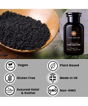 Luxurious Black Cumin Seeds 500g - Sourced Eqyptian Nigella Sativa Seeds | Packed in Beautiful Miron Violet Glass Apothecary Jar - Improve Overall Wellbeing | Made by BLACK SEED LAB in UK - Buy Online on GoSupps.com