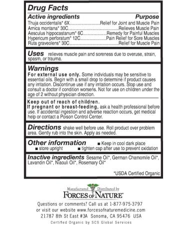 Forces of Nature Organic Muscle Pain Relief - 4ml Natural Remedy - Buy Online on GoSupps.com
