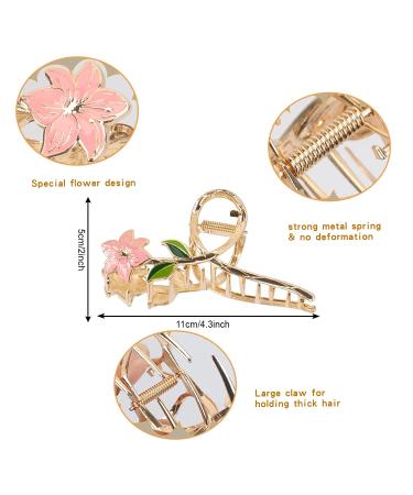5 Pcs Large Flower Metal Hair Claw Clips - Non-Slip Tulip Floral Hair Barrettes for Women & Girls - Cute Hair Accessories for Thick Thin Curly Hair - Buy Online on GoSupps.com