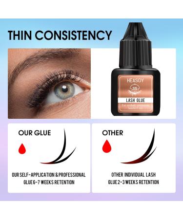 Eyelash Extension Glue by Heasoy - Extra Strong 5ml | 3 Sec Drying | 7 Weeks Retention | Black Adhesive for Self & Professional Use - Buy Online on GoSupps.com