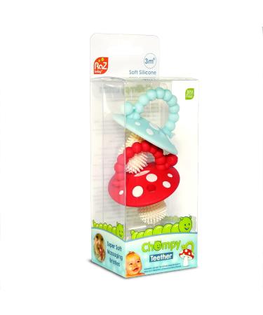 Razbaby Chompy Bite Ring for Infants & Babies | Teething Relief Toy with Massage Bristles | BPA-Free | 3 Months+ | Red/Blue - Buy Online on GoSupps.com