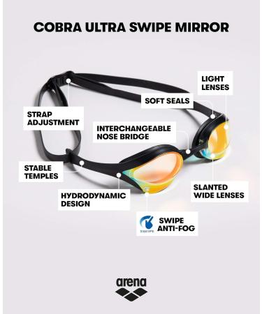 Arena Women's Cobra Ultra Swipe Mr Swimming Goggles - Yellow Copper-Black One Size - International Shipping Available - Buy Online on GoSupps.com