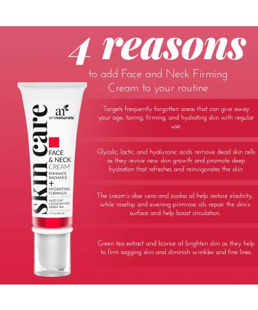 Artnaturals Face & Neck Firming Cream - Anti Aging Moisturizer for Neck & D collet - For Tightening & Lifting Sagging Skin - Antiwrinkle Reduces Fine Lines w/Vitamin C & Hylauronic Acid - 1.7 Fl - Buy Online on GoSupps.com