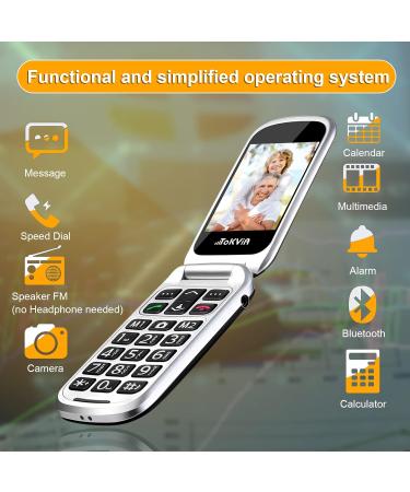TOKVIA Unlocked Mobile Phone for Elderly with Big Buttons and SOS Button | Senior Flip Phone with Large Numbers | Dual Display 2.4 + 1.77 inches | T221 Black - Buy Online on GoSupps.com