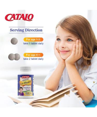 CATALO Children s Eye Health Formula Chewable Tablets with Mirtoselect Bilberry Extract FloraGLO Marigold Extract Eyebright Taurine and Zinc for Eye Care - 60 Tablets EyeBright Children's Chewable Tablets - Buy Online on GoSupps.com