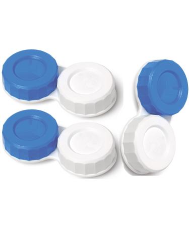 Blue & White Contact Lens Storage Soaking Cases UK Made L & R Marked Lids (3 Cases)