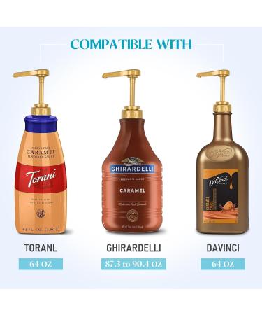 GALINA'S BEAUTY Sauce Pump Fit for Torani 64 Ounce Bottles Syrup Pump Dispenser for Chocolate Caramel Sauces (2 Packs Gold Color) - Buy Online on GoSupps.com