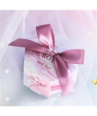 Candy Box Creative Romantic Marbled Candy Box Wedding Supplies And Pink Party Supplies Baby Shower Paper Sweet Chocolate (25/50/100 Pcs) (Color : Purple Ribbon Size : 25pcs) - Buy Online on GoSupps.com