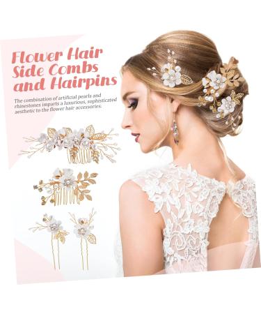 FRCOLOR 1 Set Comb Set Pearl Hair Pin Bride Headdress Side Combs for Styling Rhinestones Wedding Side Comb Decorative Hair Combs Floral Hairpins Flower Hair Accessories White Alloy - Buy Online on GoSupps.com