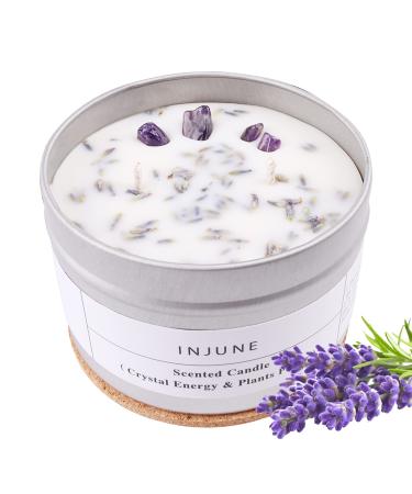 Lavender Scented Candles, Relaxing Aromatherapy Candles Gifts for Women, Lucky Charms Candle with Crystals Inside, 7.2oz Lavender Healing Candle for Balance/Cure/Energy