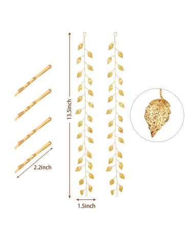 Gold Leaf Wedding Hair Vine Headband Set - Bridal & Bridesmaid Hair Accessories for Baby Shower, Photos, Greek or Roman Costume - 13.5 Inches - Buy Online on GoSupps.com