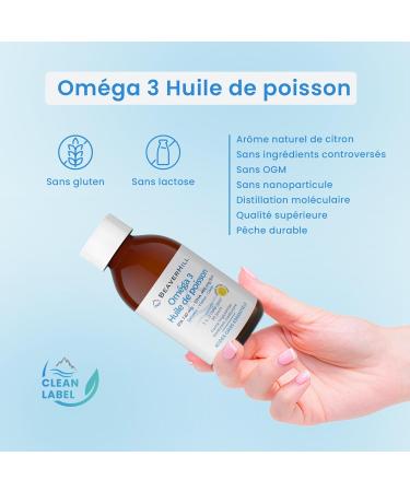 Pack x 2 Omega-3 Wild Fish Oil | BEAVERHILL | High Concentration of EPA 740mg and DHA 460mg | 2 Glass Bottles 200ml | Natural Lemon Flavor | For Young and Old - Buy Online on GoSupps.com