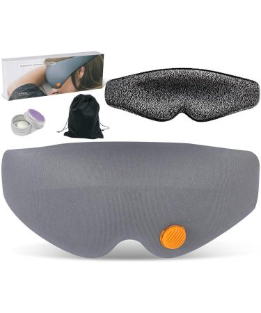 Comfortable & Breathable Cotton Sleep Eye Mask: Aromatherapy Ultra Soft 3D Eye Mask - Complete Blackout with Adjustable Velcro Closure Eye Blinder for Travel/Sleeping Grey