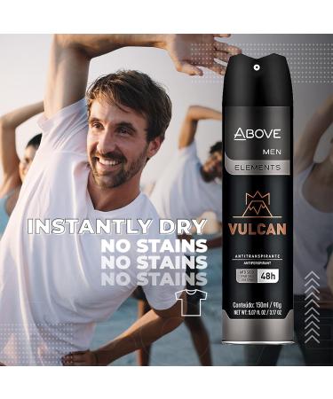 ABOVE 48 Hours Element Antiperspirant Deodorant Spray for Men - Vulcan 3.17 oz | Long-Lasting No Stains Sage Pink Pepper & Basil - Buy Online on GoSupps.com