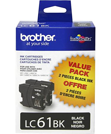 Brother Genuine LC61BK Ink Cartridge - Black 2 Pack + Brother LC61BKS Genuine Ink Cartridge (Black) Printer + Ink Cartridge (Black) - Buy Online on GoSupps.com