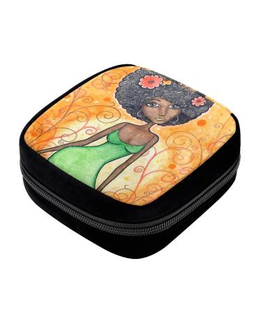 GIAPB Period Bag Sanitary Napkin Storage Bag Pad Holder for Period Makeup Pouch African Tribal Art Picture Color373