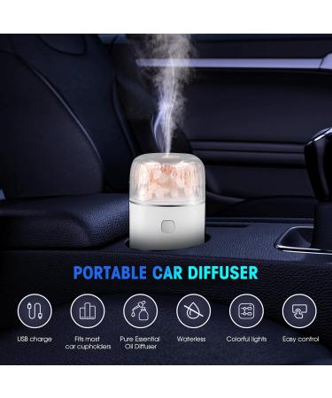 Weigudoc Auto Aroma Diffuser for Essential Oils - 100ml Aromatherapy Diffuser with 7 Color Light | USB Charging for Car Office Home & Yoga (White) - Buy Online on GoSupps.com
