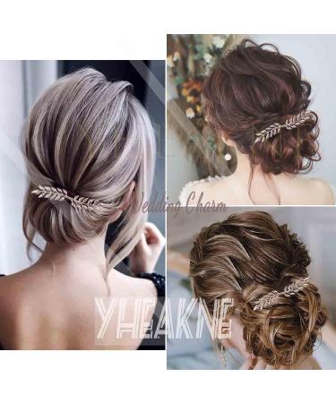 Yheakne Leaf Wedding Hair Comb Gold Hair Comb Barrette Metal Bridal Hair Clips Headpieces Decorative Head Comb Headwear Branch Leaf Hair Piece Bride Hair Accessories for Women and Girls (Gold) - Buy Online on GoSupps.com