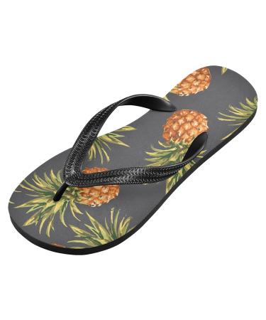Mnsruu Gray Pineapple Flip Flops - XL Comfort Footwear for Home Hotel Spa & Travel | Unisex Essential for Men & Women - Buy Online on GoSupps.com
