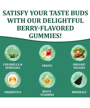 DYDUON Greens Gummies Daily Greens Gummies with Organic Chlorella and Spirulina Digestive & Gut Health Low Sugar Formulated with 60+ Ingredients Individual Packets 160 Gummies Bear - Buy Online on GoSupps.com