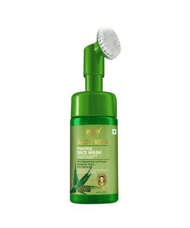 WOW Skin Science Aloe Vera Exfoliating Face Wash w/Soft Brush Foaming Facial Cleanser For All Skin Types Acne Face Wash for Women Facial Skin Care Products Men's Face Wash Facial Scrub (100ml)