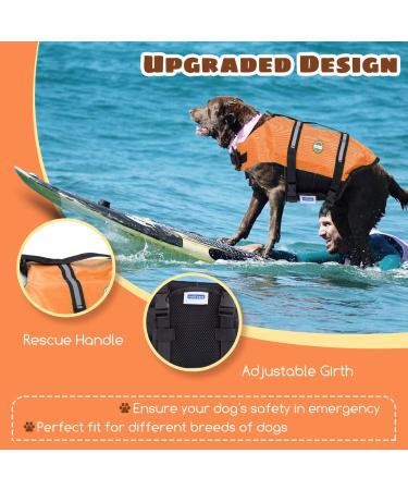 Nobleza Dog Life Jacket - Adjustable Buoyancy Vest for Medium Dogs | Reflective Rescue Handle & Swimming Safety | Orange - Buy Online on GoSupps.com