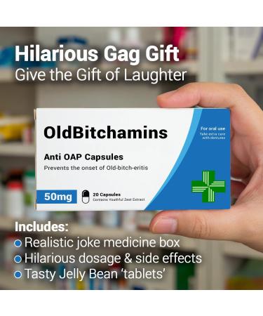 OldBitchamins - Funny Joke Prank Pill Box with Jelly Beans Sweets - Gag Gift for Mum | Mothers Day & Birthday Gifts Under 10 - Buy Online on GoSupps.com