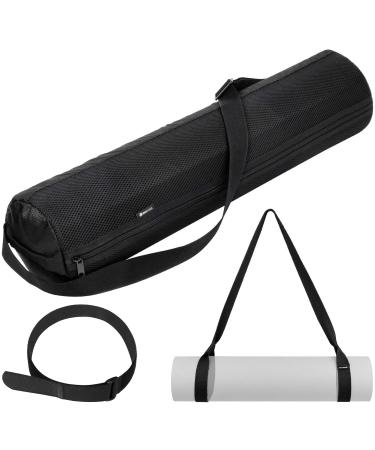 UMIA Yoga Mat Bag with Strap 1/4-inch Thick Yoga Mat Holder Exercise Yoga Mat Carrier Black