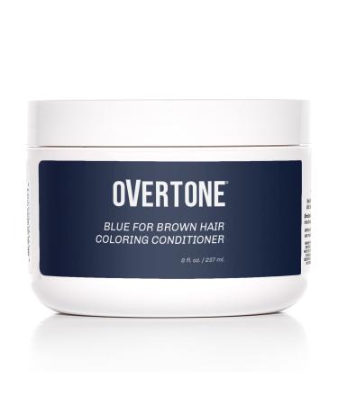 oVertone Haircare Semi-Permanent Color Depositing Conditioner with Shea Butter & Coconut Oil  Blue for Brown  Cruelty-Free  8 oz Blue for Brown Hair