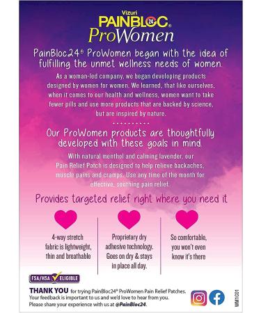 Painbloc24 Prowomen 6% Menthol Patch for Back Pain, Muscle Soreness, Cramps - Women's Natural Pain Relief, 10 Heart Patches - Buy Online on GoSupps.com