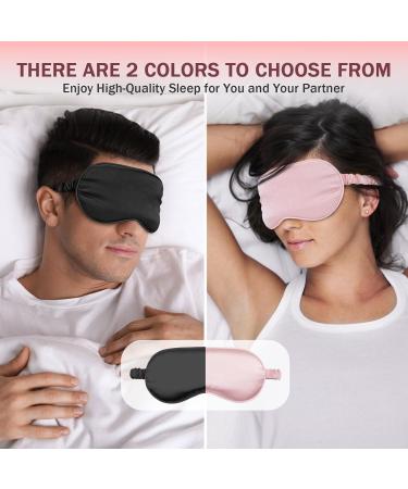 Sleep Mask 2 Pack - Soft Blackout Eye Masks for Men & Women | Comfortable Night Blindfolds for Travel Naps & Sleep - (Pink & Black - Buy Online on GoSupps.com