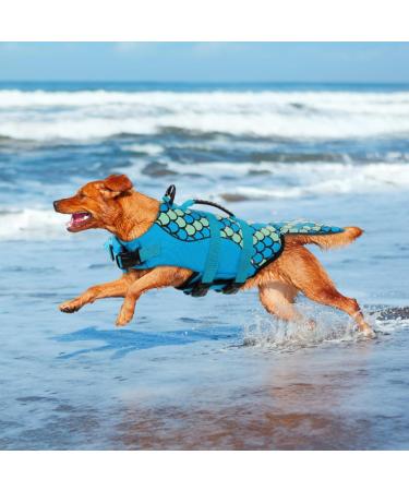 Cit toile Dog Swimming Jar - Life Jacket for Small Medium & Large Dogs with Mermaid Tail | Glau Mermaid-Blue Dog Lifeguard Vest - Buy Online on GoSupps.com