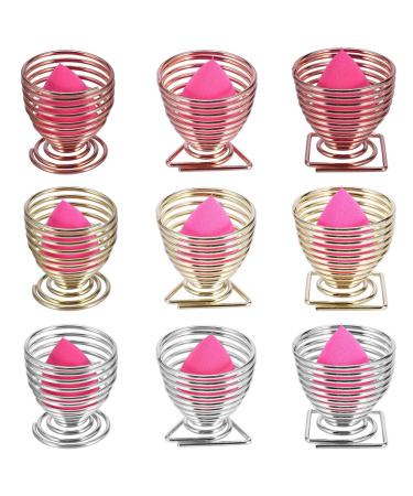 AYNEFY Cosmetic Puff Stand - Dual Type Makeup Sponge Blender Holder Rack | Gold Square Base | Beauty Tool for All Makeup Sponges - Buy Online on GoSupps.com