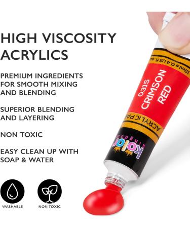 Acrylic Paint Set 24 Colors (0.41oz/12ml) Kit for Artists & Beginners - Non-Toxic Craft Paints for Paper, Canvas, Wood, Ceramic, Fabric - Includes 3 Brushes - Buy Online on GoSupps.com