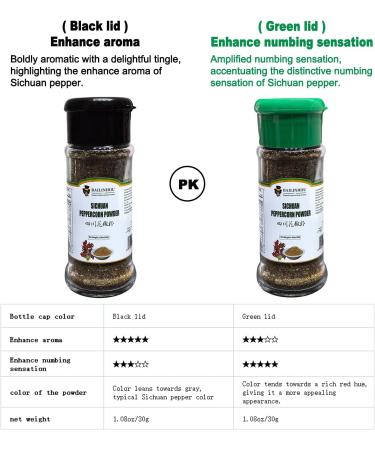 BAILINHOU Sichuan peppercorn powder 1.08oz/30g Mapo Tofu and Chinese Cuisine red szechuan peppercorns ground ORIGINAL IMPORTED of china. (Green lid(Enhance numbing sensation)) - Buy Online on GoSupps.com
