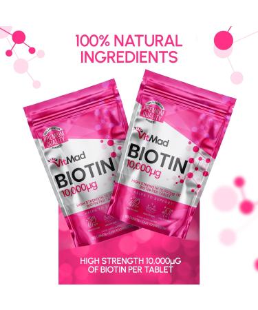 Biotin 10,000mcg High Strength Vitamins for Hair Skin Nails - 120 Tablets - Buy Online on GoSupps.com