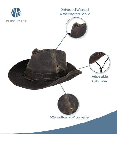 Dorfman Pacific Men's Outback Hat - Medium Brown with Chin Cord - Buy Online on GoSupps.com