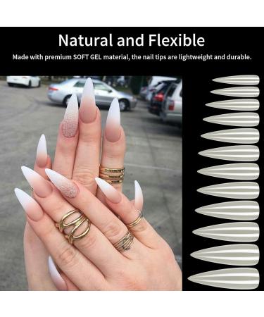 KOXXIAMOQ 240 Pcs Gel Nail Tips | Extra Long Acrylic & Coffee Nail Tips | Water Drops Design | Perfect for Natural Nails | International Shipping - Buy Online on GoSupps.com